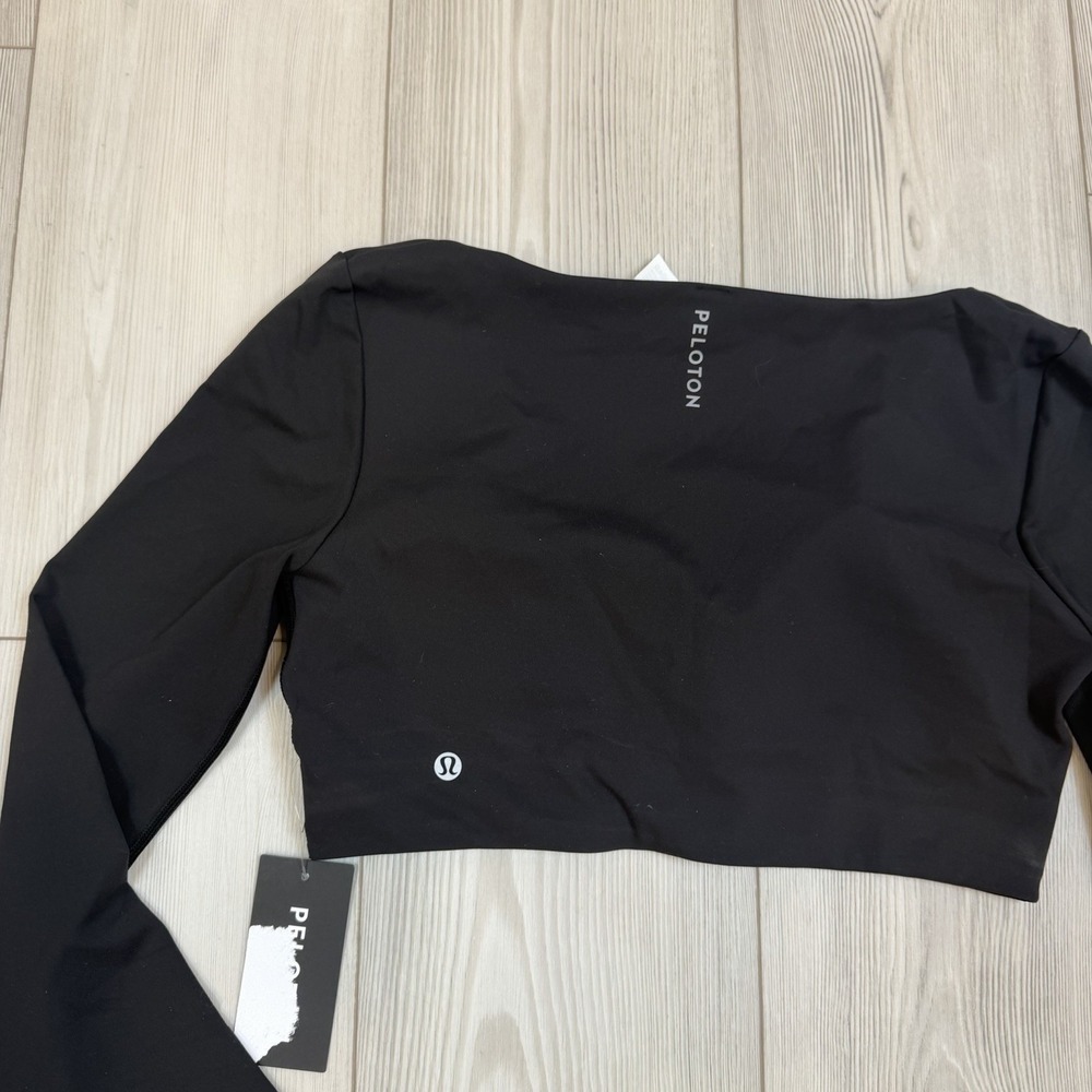 NWT‎ Lululemon X Peloton Everlux V-neck Long Sleeve Bra Cropped Top Large Black - Picture 9 of 9